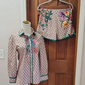 Eterna Beige and Brown Floral Patterned Set